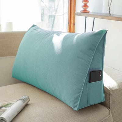 Bolster kussen - Rugkussen Lichaamskussen - Comfortabel Lezen - Met Praktisch Vak - 80x35x20cm - Blauw