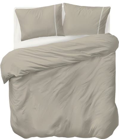 Auping White lines satin Dekbedovertrek - Tweepersoons 200 x 220 cm - Katoensatijn - Beige