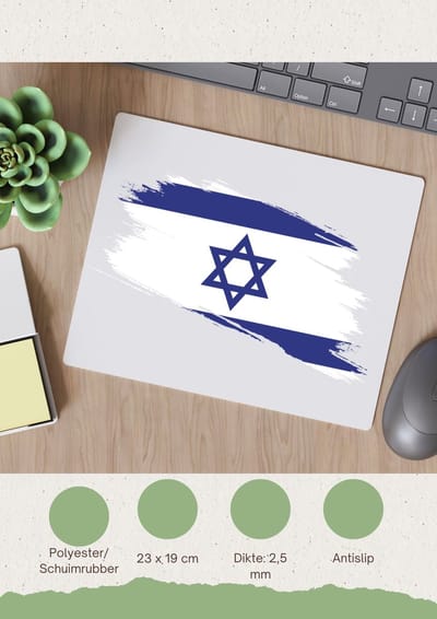 Akyol - israël vlag Muismat - Israël - mensen die liefde willen geven aan israel - degene die van israël houden - supporten - oorlog - verjaardagscadeautje - gift - geschenk - kado - 23 bij 19 cm