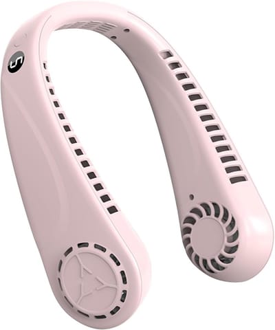 Draagbare nekventilator met scherm en 5 windsnelheden, USB-opladen, geschikt voor werk, reizen en buitengebruik (roze)