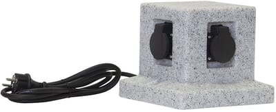 Star Trading Buitenstopcontact 'Plugge', granietlook, 4 stopcontacten, grijs, H 18 cm, B 20 cm