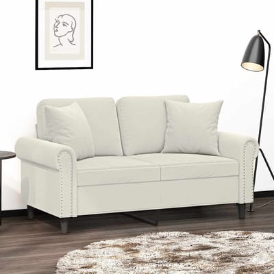 vidaXL - Sierkussens - 2 - st - 40x40 - cm - fluweel - crèmekleurig
