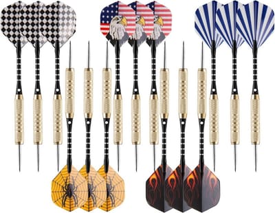 Stalen Tip Darts Set met 15 Pijlen, Aluminium Schachten en Slijper