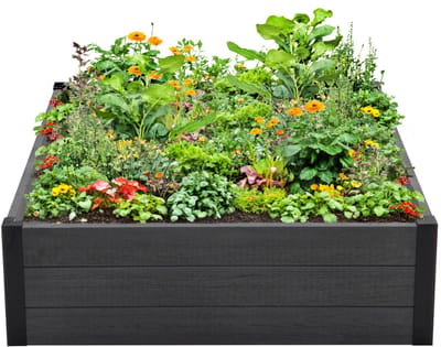 TRUTZHOLM - Hochbeet - Beeteinfassung mit Wühlmausgitter - 100x100x28,5 cm - ca. 260 Liter - Holzoptik - robust - stabil - Komposter