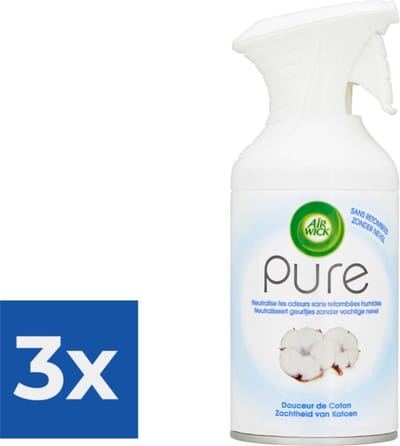 Air Wick - Luchtverfrisser - Spray - Zachtheid van Katoen - 250ml - Voordeelverpakking 3 stuks