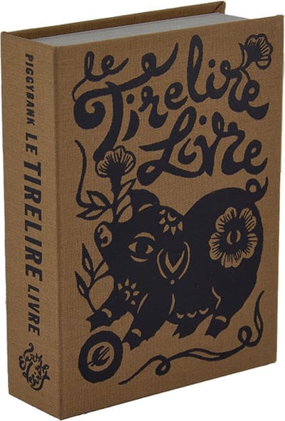 Tirelirelivre - Spaarboekje - Licht bruin - Linnen kaft - Folie opdruk