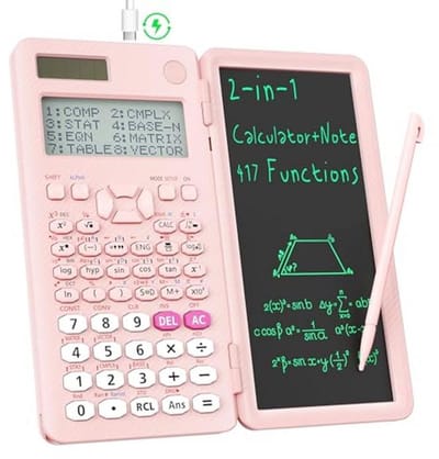 Oplaadbare Wetenschappelijke Rekenmachine met 4-Regelige Weergave en Schrijftablet - Zonne-energie