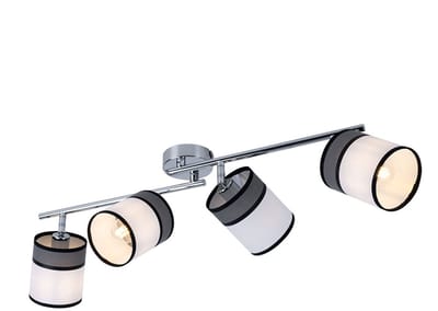 Plafondlamp 4 vlammen spot beweegbare plafondlamp woonkamer, metaal chroom grijs zwart, 4x E14 stopcontacten, LxBxH 88x10x22cm, WOFI 11645
