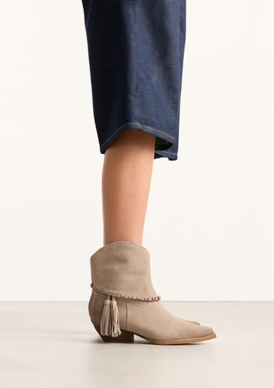 Sacha - Dames - Beige leren western laarsjes - Maat 36