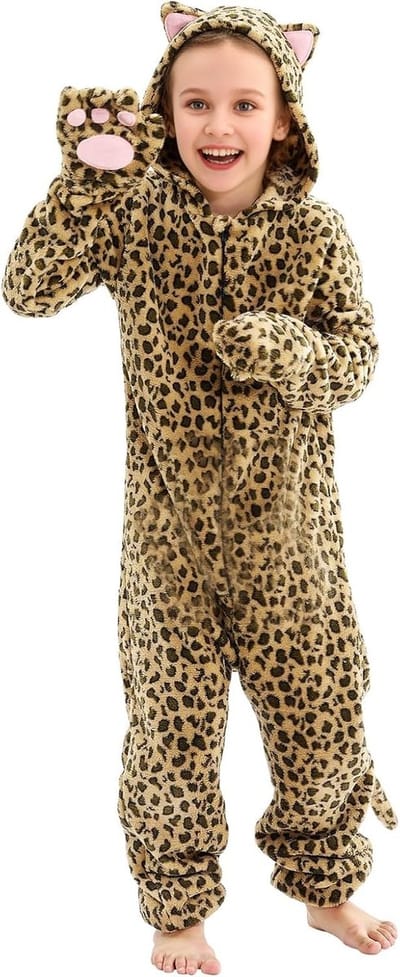 Leopardprint Dierenkostuum voor Kinderen met Oortjes - Perfect voor Halloween, Verkleedfeest en Wereldboekendag