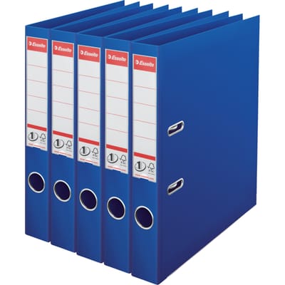 Esselte Nr.1 Vivida Ordner - Rugbreedte van 50mm - Voordeelverpakking (5 stuks) - Blauw