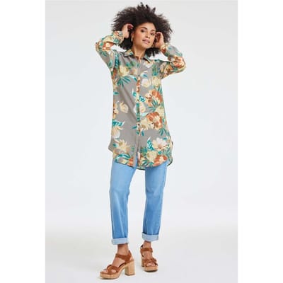 DIDI Tunic Jolie Taupe Rising Sun Print Maat: 38 | Longsleeves Outlet | Dames | Grijs