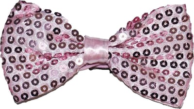 Funny Fashion Carnaval verkleed vlinderstrikje met glitter pailletten - lichtroze - polyester - heren/dames