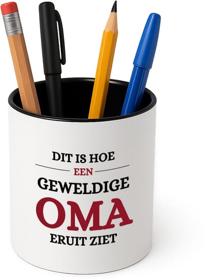 Hacebo® - Geweldige oma eruit ziet Pennenbakje - Oma - beste oma - pennenhouder - verjaardagscadeau - cadeau voor oma - gift - Pennenbakje zwart