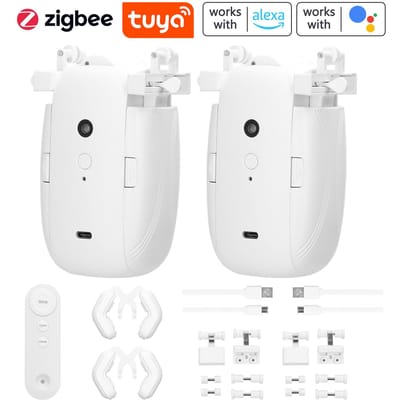 2PC Tuya ZigBee 3 in 1 Intelligente Gordijnmotor Elektrische Gordijnrobot Automatische Opener Geen bedrading 2pcs