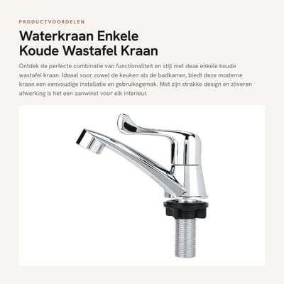 Dailygoods- Waterkraan Enkele Koude - Wastafel Kraan - Moderne Badkamer - G1/2 Schroefdraadverbinding - Waterbesparend - Eenvoudige Installatie - Keukenkranen