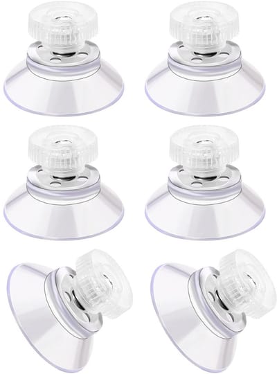 SnelShoppen - Set van 6 sterke zuignappen met schroefdraad en geknurlde moer, transparante PVC zuignappen voor ramen, glas, rubber, 25 mm diameter, ve