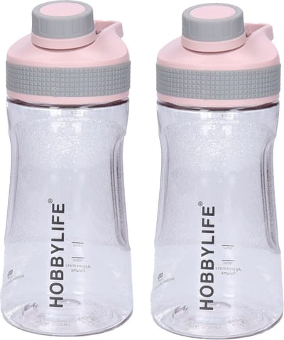 B-Home 2x Waterfles / drinkfles / sportfles Aquamania - lichtroze - 530 ml - kunststof - bpa vrij - lekvrij - Stijlvolle fles