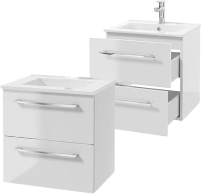 Deftrans Pinia - Badkamermeubel met Wastafel - 60 cm - Hangend - Wit Hoogglans