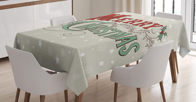 ABAKUHAUS Kersttafelkleed, Star Snowflake Retro, herberg en buitengebied Geschikt wasbaar print, heldere kleuren Geen vervaging, 140 x 170 cm, Eierschaal Zeegroene Robijn