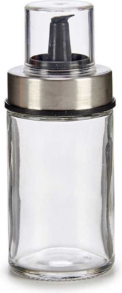 Vivalto Suikerpot Crystal - glas/rvs metaal - transparant/zilver - 12 cm - dispenser - luxe uitvoering