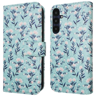 imoshion Hoesje - Geschikt voor Samsung Galaxy A25 (5G) - Design Bookcase smartphone - Blue Flowers