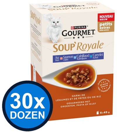 30x Gourmet - Soup Royale Zalm - Kattenvoer Natvoer - doos 6x45g