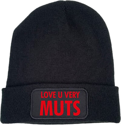 Love u very muts wintermuts zwart | rood - soBAD. | Wintersport | Après ski verkleedkleren | Unisex | Heren en Dames Beanie