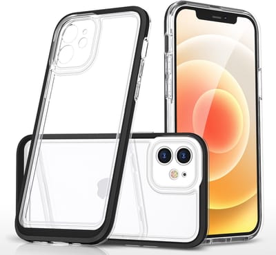 Hoesje Geschikt voor iPhone 12 hoesje transparant met bumper Zwart - Ultra Hybrid Hoesje Geschikt voor iPhone 12 case