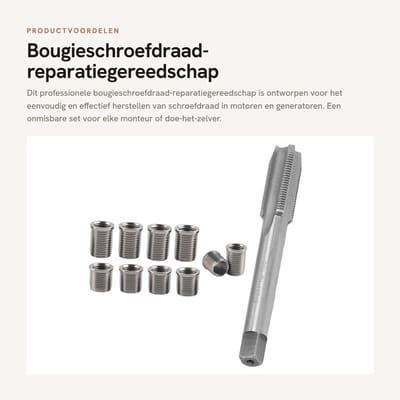 Dailygoods- Bougieschroefdraad Reparatiegereedschap Professioneel - Roestvrij Stalen Set - M10 x 1,0 / M12 x 1,0 - Universeel Voor Motoren - Effectief Onderhoud - Comfortabel Gebruik - Schroefdraad Reparatieset