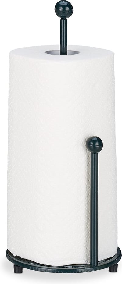 keukenrolhouder staand - 33 cm - gietijzer - met stop - vintage - groen