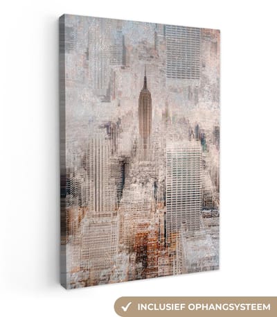 Canvas schilderij 20x30 cm - Wanddecoratie New York - Stad - Skyline - Gebouwen - Kunst - Muurdecoratie woonkamer - Slaapkamer decoratie - Kamer accessoires - Schilderijen op canvas