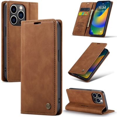 Casemania Hoesje voor Apple iPhone 15 Pro - Sienna Brown - Dunne Portemonnee Book Case - Slim Wallet Case met Pasjeshouder