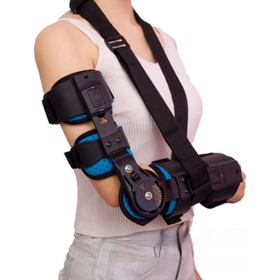 Elleboogbrace Scharnierend Verstelbaar Elleboogbrace Post-OP Elleboogbrace Armblessure Herstel Lichtgewicht En Ademend beige