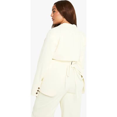 boohoo Dames Plus op maat gemaakte blazer met open rug en strikdetail | Buttermilk | Maat: 18