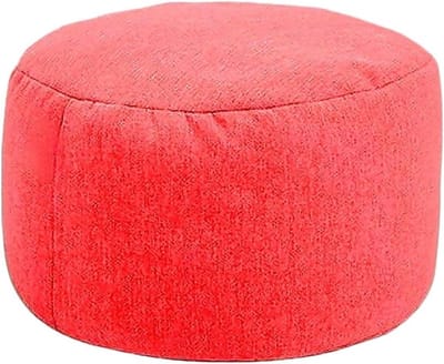 Ronde Kruk - Voetenbank Poef - Woonkamer Decoratie - Zacht Linnen - 30x20 cm - Rood