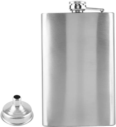 RVS Drinkfles voor Mannen met Trechter - Compacte Heupfles Set voor Kamperen en Outdoor Activiteiten (10oz)