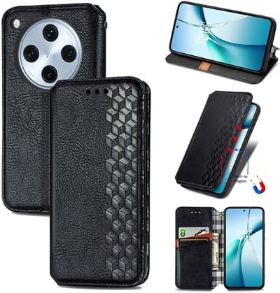 Luxe PU Lederen Ruitpatroon Wallet Case + Screenprotector voor OPPO Find X8 Pro _ Zwart