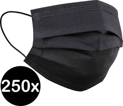 Mondkapje Wegwerp Zwart Mondmasker Mondkapje Wegwerp Mondkapjes Niet Medisch Universeel - 250x