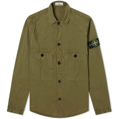 Stone Island Zomer 21 Dubbele Zak Logo Lange Mouwen Jas Heren jassen Olijfgroen 7415110WN-V0158 M brown