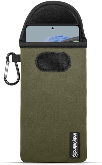 MobyDefend Hoesje - Geschikt voor Xiaomi Redmi Note 12 Pro 5G - Neopreen Pouch Met Karabijnhaak - Insteek - Riemlus - Groen