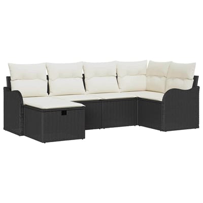 vidaXL - Tuinbank - Set - 6 - st - 6-Aantal - zitplaatsen - Zwart - en - Crème