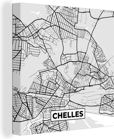 Canvas Schilderij Frankrijk - Plattegrond - Kaart - Chelles - Stadskaart - 20x20 cm - Wanddecoratie