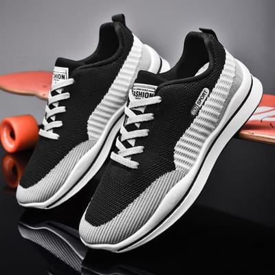 Lichtgewicht Heren Hardloopschoenen Mode Casual Mesh Ademende Sportschoenen Heren Sneakers Mannelijk Jogging Schoeisel 41 zwart