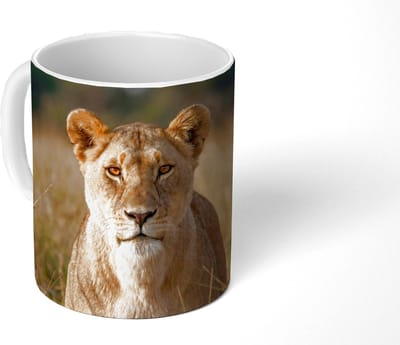 Mok - Koffiemok - Leeuwin - Gras - Geel - Mokken - 350 ML - Beker - Koffiemokken - Theemok