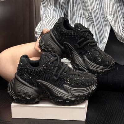 Chaussures de papa à semelle en résine Paris pour femmes, nouvelles chaussures de sport décontractées, respirantes, polyvalentes et amincissantes 40 noir