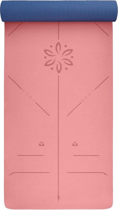 SnelShoppen - Milieuvriendelijke Yogamat TPE - Dikke Non-Slip Yoga Mat met Body Alignment Lines - Perfect voor Pilates, Workout, Gym en Fitness