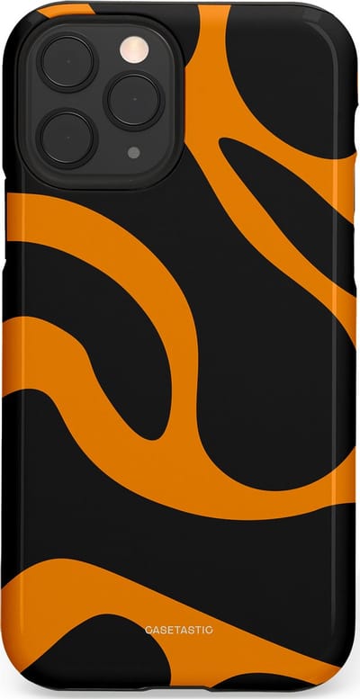 Casetastic hoesje geschikt voor Apple iPhone 11 Pro - Dubbellaagse bescherming - Katachtige Oranje Tijger Strepen - Fashion Case - Zwart Oranje