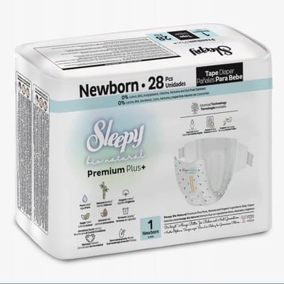 Sleepy Bio Natural Premium Plus Baby Luiers - Maat 1 (2-5 Kg) - 28 Luiers