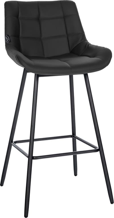 CLP West Barkruk - Met rugleuning - Voetsteun - Metalen frame - zwart Kunstleer